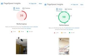Pagespeed insights of a painter website after redesign